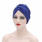 Sequins Turban India Headwear Headwrap Hair Cover Bonnet Cap Muslim Hijab Scarf