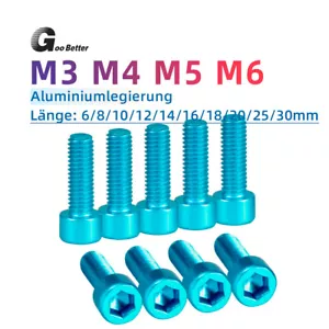 Zylinderschrauben M3 M4 M5 M6 Alu Eloxier Innensechskant Zylinderkopf Schrauben - Bild 1 von 12