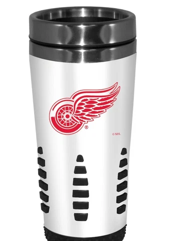 Detroit Red Wings NHL Hockey Metal Stainless Hot Cold Beverage Tumbler WHT Cover