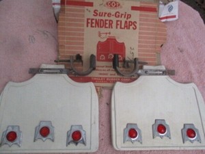 1940s 1950s original accessory red jewel fender mud flaps