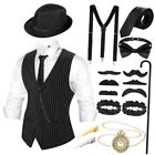  Ensemble d'accessoires costumés pour hommes années 1920, pendentifs chapeau gilet noir blanc moyen