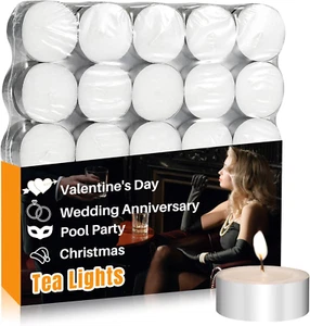 Tealight Candles - Tea Lights Candles Unscented Tea Tree Lights Mini Votive with - Picture 1 of 12