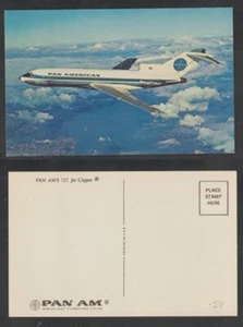 Postal de avión PAN AM'S 727 Jet Clipper color cromado sin usar - Imagen 1 de 3