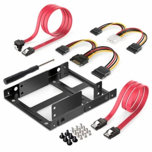 2.5 to 3.5 Inch HDD SSD Mounting Kit Adapter Bracket SATA Data Power Cable set - Afbeelding 1 van 7