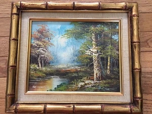 Vintage Estate Original Oil Painting Landscape wilderness Signed Schiller - Picture 1 of 11