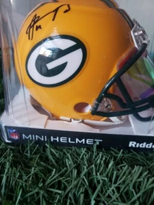 AARON RODGERS AUTOGRAPHED GREEN BAY PACKERS RIDDELL SPEED MINI HELMET FANATICS - Picture 1 of 3