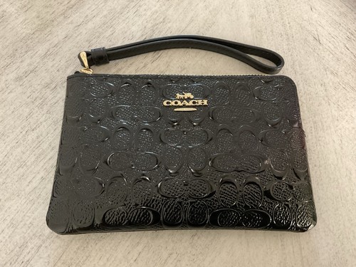 Coach Monogram Polso in pelle verniciata Nero
