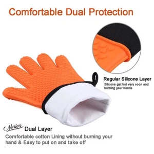 JR silicone oven BBQ gloves mitts soft cotton lining LONG / SHORT 7 colours UK - Picture 1 of 27