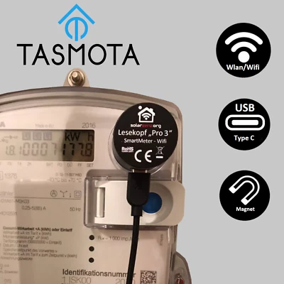 SOLARZERO WiFi IR Schreib-Lesekopf DIY Set Tasmota Smart Meter Hichi SML WLAN Stromzähler