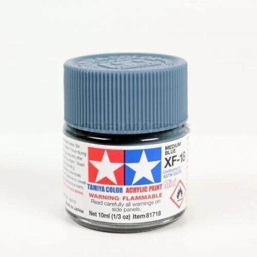 TAMIYA COLORE ACRILICO ml10 MEDIUM BLUE      XF18 - Immagine 1 di 1