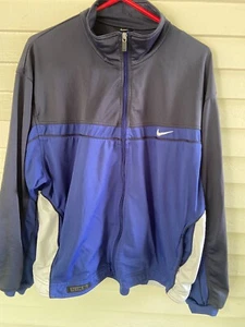 Vintage Nike 1990s Jacket M/L Blue White Track Swoosh Logo Full Zip - Picture 1 of 9