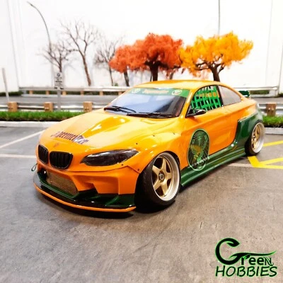 RC 1/10 BMW M2 F22 JAGERMEISTER (W/ DEFECTS,SEE DESC) CUSTOM PAINTED BODY SHELL - Image 1 of 4