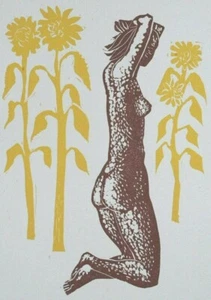 MEL FOWLER NUDE WOODCUT WOODBLOCK PRINT C1957 ORIGINAL LIMITED EDITION 150 - Picture 1 of 2