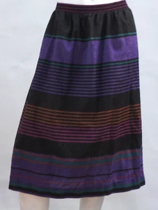 Vintage 70s-80s Striped Color Block Midi Skirt By Devon Union Made In U.S.A - Picture 1 of 11