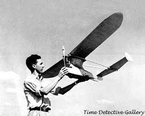 Man with a Model Airplane - 1944 - Vintage Photo Print - Picture 1 of 1