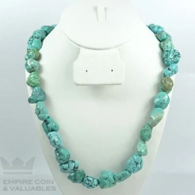 Grueso Collar Turquesa Natural con Cuentas Heishi Penn Shell y Cierre Esterlina *I Foto 1 de 4