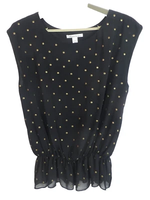 Camiseta sin mangas para mujer KENNETH COLE de poliéster ligero calce relajado con cuentas negra talla 10 Foto 1 de 4