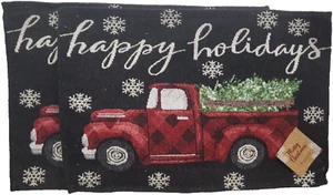 Set of 2 Tapestry Placemats(13x19")RED TRUCK W/CHRISTMAS TREES,HAPPY HOLIDAYS,HC - Picture 1 of 14