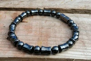 Pulsera de hebra de piedras preciosas para hombre cuentas de hematita magnética negra energía curación yoga - Imagen 1 de 4