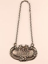VTG Wallace Sterling Silver Sherry Decanter Label Chain Tag 8.4 grams