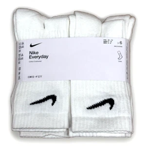 AUTHENTIC Nike Men's Everyday Training Crew Socks 6-PAIRS WHITE MEDIUM 6-8 - Picture 1 of 5