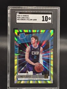 2020-21 Donruss Holo Green and Yellow Laser #202 LaMelo Ball Rated Rookie SGC 10 - Bild 1 von 2