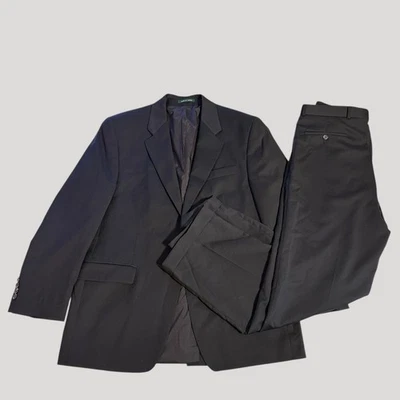 Traje Pantalón Lauren Ralph Lauren 42R 32x32 2 Piezas Lana Negra Sólida Plisada Puños Foto 1 de 4