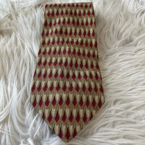 Givenchy Paris Tie Geometric Luxury Silk Necktie Made in Italy Red Gold - Picture 1 of 6