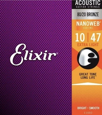 2 SET Corde per chitarra acustica Elixir 80/20 con NANOWEB ExLight (10-47) 2 SET - Immagine 1 di 2