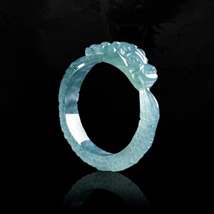 Anillo Fénix Dragón Agua Azul Jadeíta Grado A Natural Jade Jade Anillo - Imagen 1 de 19