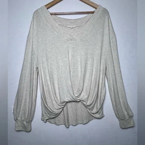 Suéter Anthropologie Promesa Mujer Crema Boho Cuello en V Frontal Torcido Talla Mediana - Imagen 1 de 4