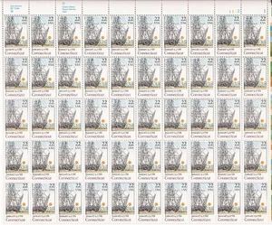 US Stamp 1988 22c Connecticut Constitution Ratification 50 Stamp Sheet #2340 - Picture 1 of 1