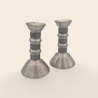 Zwei Zinn Kerzenständer Vintage Mid Century unaufgearbeitet mit Patina Paar klas