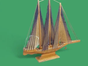 Vintage Segelboot String Art Skulptur Außenseiter Volkskunst 29,5" H x36,5 L 3,5 B - Bild 1 von 13