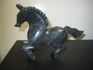 Dark Grey/Light Grey Swirls Marble Stallion Figurine-"8"Length,2 Lbs + - Picture 1 of 10