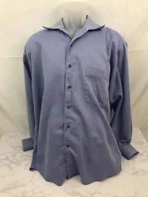 Camisa Chas Reed and Co de una sola aguja manga larga con botones para hombre L 16,5 azul O Foto 1 de 4