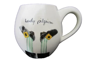Rae Dunn Artisan Collection by Magenta Howdy pilgrim legs shoes Thanksgiving Mug - Picture 1 of 4