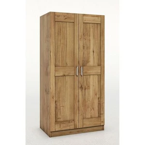 Kleiderschrank Türen Holz Wildeiche teilmassiv Natur geölt 2-türig Tomi - Bild 1 von 4