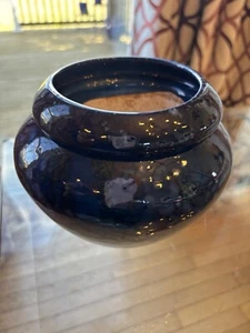 Vintage 1997 The Violet Pot Navy 2-Piece Glossy Art Pottery Planter 5” Tall - Picture 1 of 19