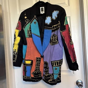 Chaqueta Vintage Años 80’s 90’s Requerida Marca Pintada a Mano Retro XL Blazer Impresionante De Colección - Imagen 1 de 12