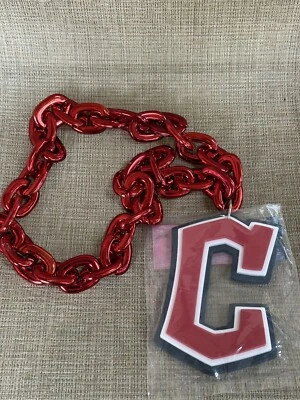 Cleveland Guardians MLB Jumbo Big Red Fan Chain Necklace Foam Logo USA - Image 1 of 3