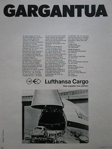 10/73 PUB LUFTHANSA CARGO BOEING 747F VOLKSWAGEN COCCINELLE GARGANTUA FRENCH AD - Picture 1 of 1