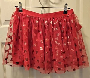 Dance Celebrate NWT Girl's Mesh layered skirt size 2X(18~Red/metallic hearts - Picture 1 of 7