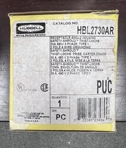 Hubbell HBL2730AR Receptacle Angle Housing 30A 480V Tw Lock Safety Shroud - Picture 1 of 1