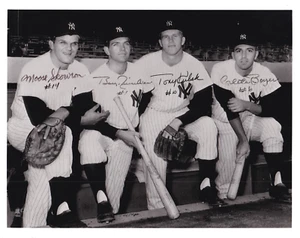 1961 NY YANKEES INFIELD AUTOS 8X10 PHOTO SKOWRON RICHARDSON KUBEK BOYER W/COA - Picture 1 of 3