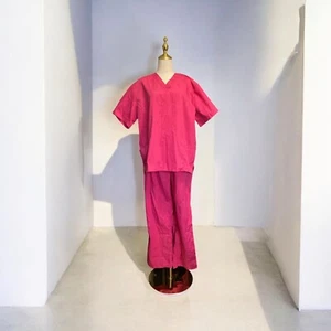 NWT Natural Uniforms Women's Scrub Set V-Neck Top & Elastic Waist Pants Pink M - Picture 1 of 6