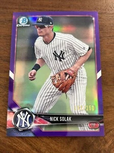 2018 Bowman Chrome Purple Parallel NICK SOLAK 192/250 YANKEES BCP104 - Picture 1 of 6