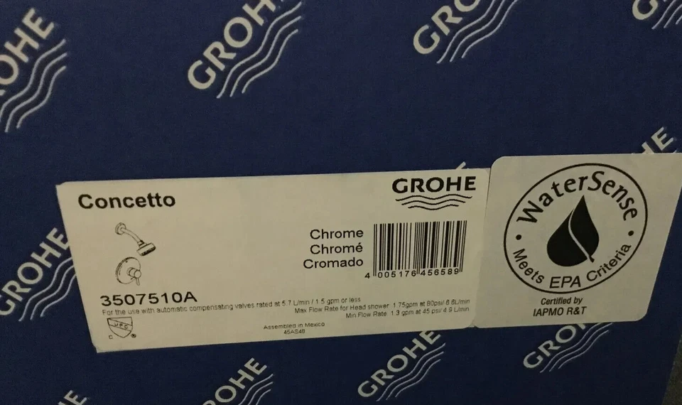 GROHE 3507510A CONCETTO VÁLVULA DE EQUILIBRIO DE PRESIÓN DUCHA COMBO EN CROMO STARLIGHT Foto 1 de 1