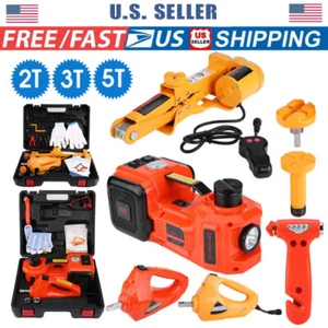 3-In-1 5T 12V Car Electric Hydraulic Floor Jack Lift Wrench Impact Inflator Box - Picture 1 of 15