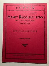 Popper Happy Recollections For Cello and Piano International Music Co Book